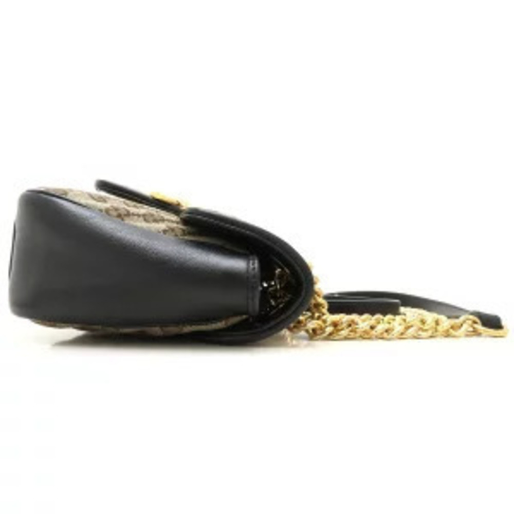 Gucci Marmont Quilted Beige Shoulder Leather Canvas Black Bag GG